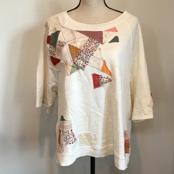 Anthropologie Pullover Sweater Patched Large - Picture 1 of 8